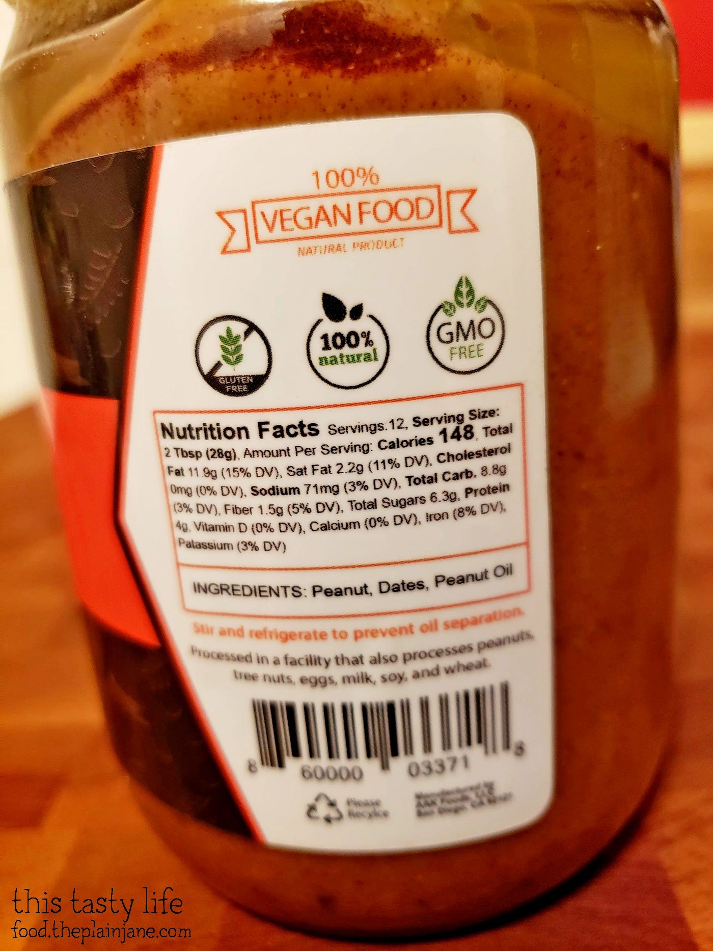 Jool's Peanut Date Butter Label