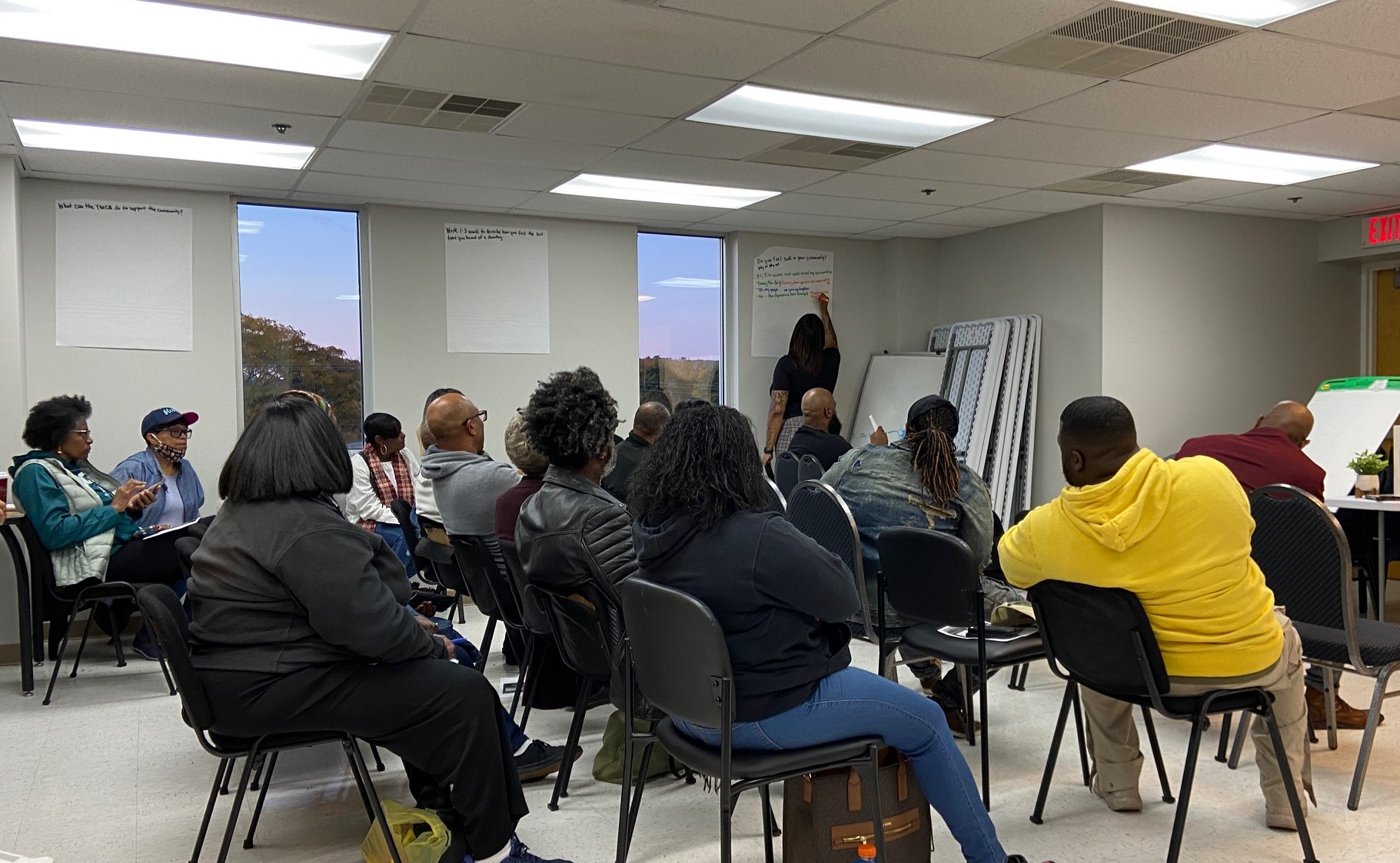 About 30 community members gathered at the YMCA in Pottstown Oct. 18 for a town hall meeting on gun violence.(Evan Brandt -- MediaNews Group)