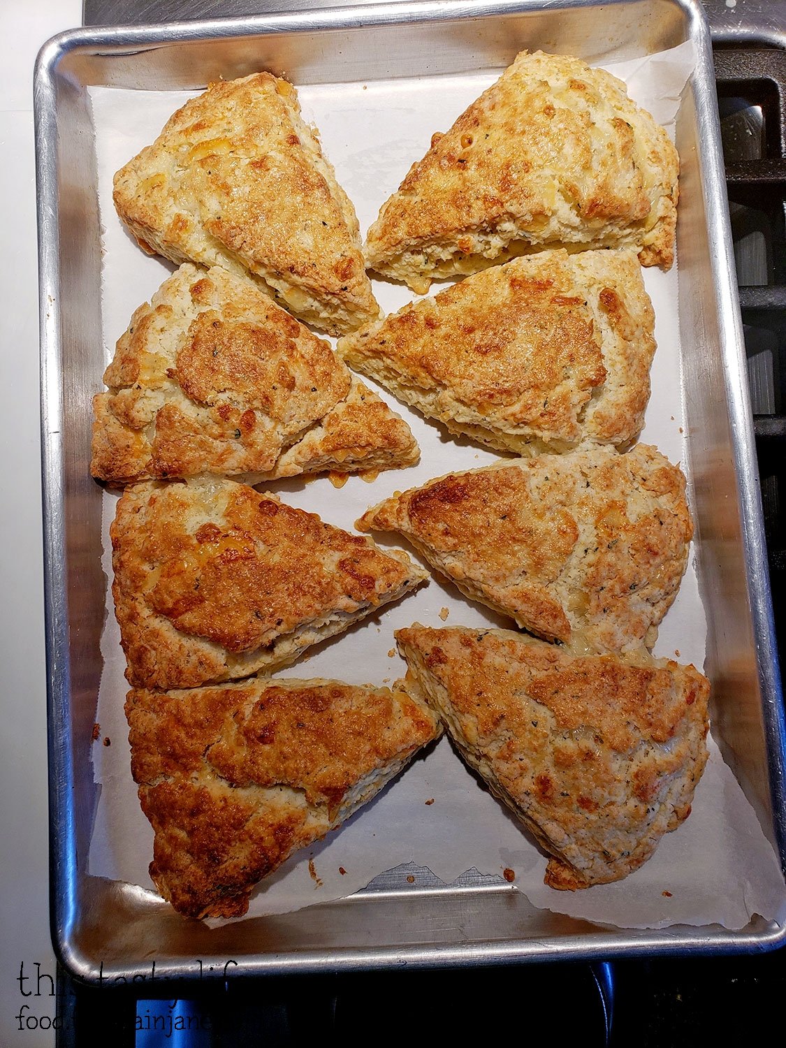 Pan of Savory Scones with Cheese, Garlic, and Herbs