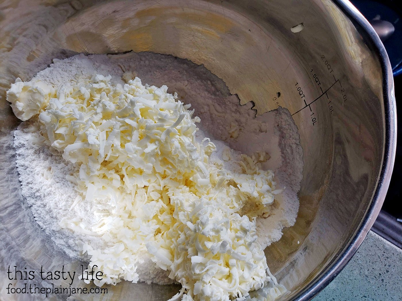 Cutting the butter into the flour