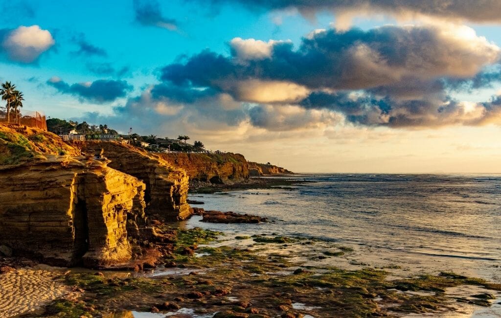 Stunning Sunset Cliffs, San Diego sandstone cliffs in San Diego called Sunset Cliffs