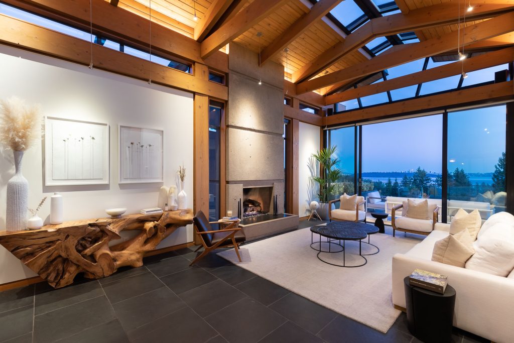 The wood frame interior of a modern home in Vancouver.