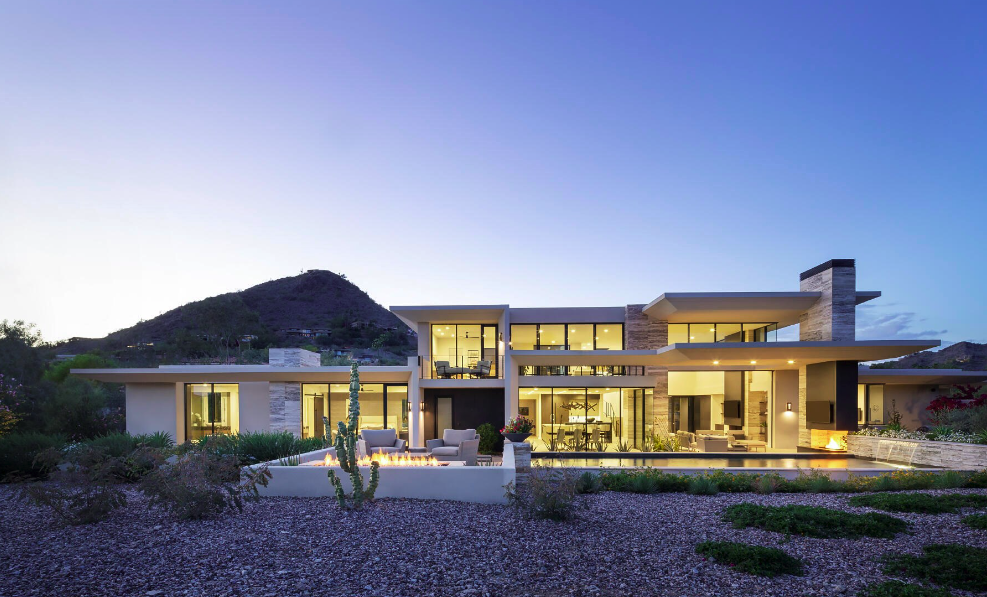 A white, geometric home in Paradise Valley.