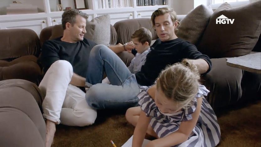 Nate Berkus and Jeremiah Brent with their children, Poppy and Oskar.