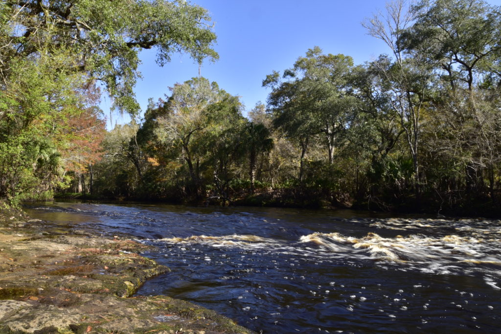 A river with focks all the way across forming rapids that they call falls