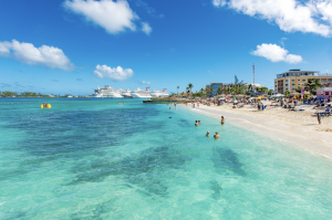 Junkanoo Beach and Nassau cruise port in The Bahamas.