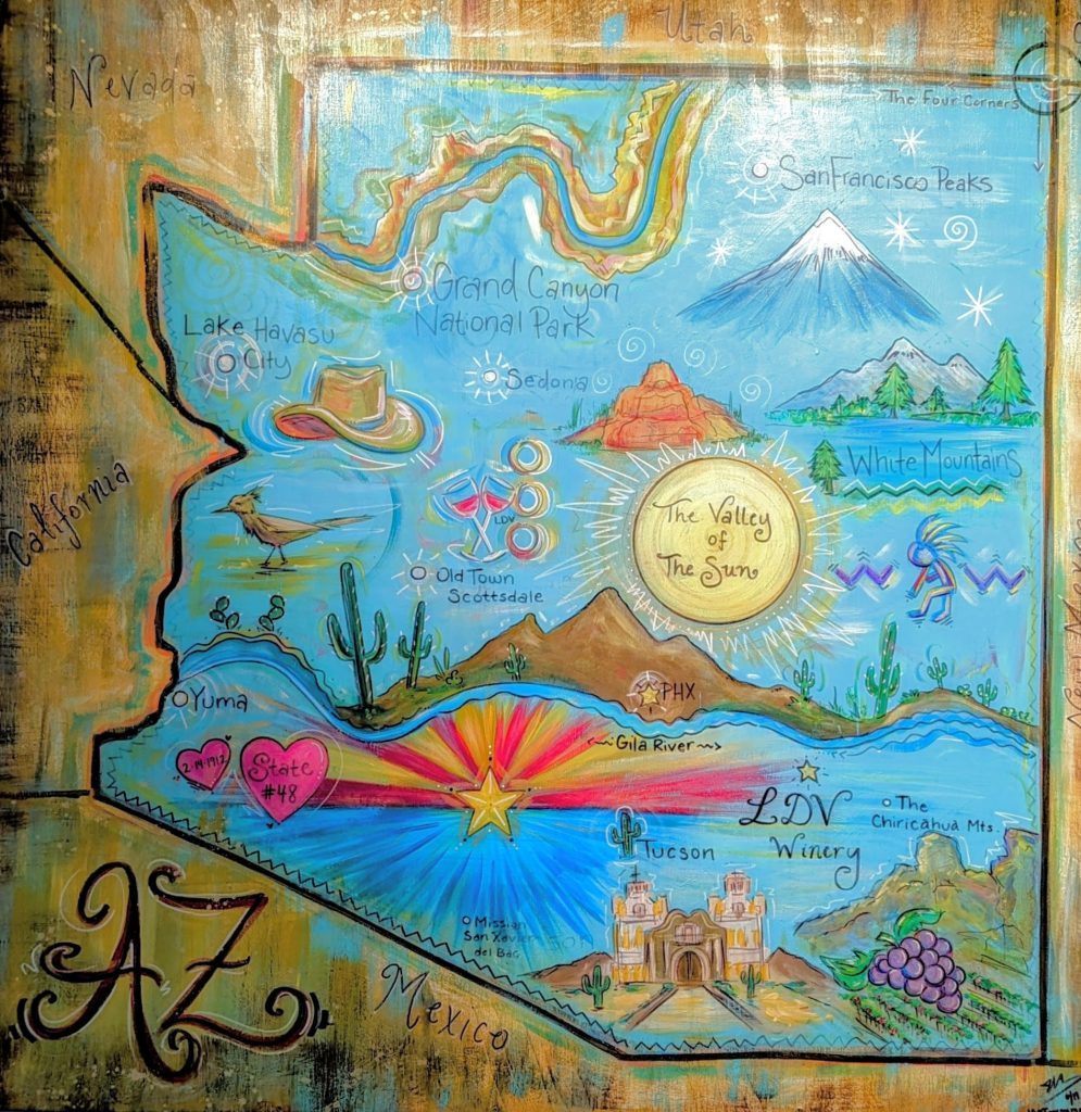 Map of Arizona Wine regions at LDV Winery