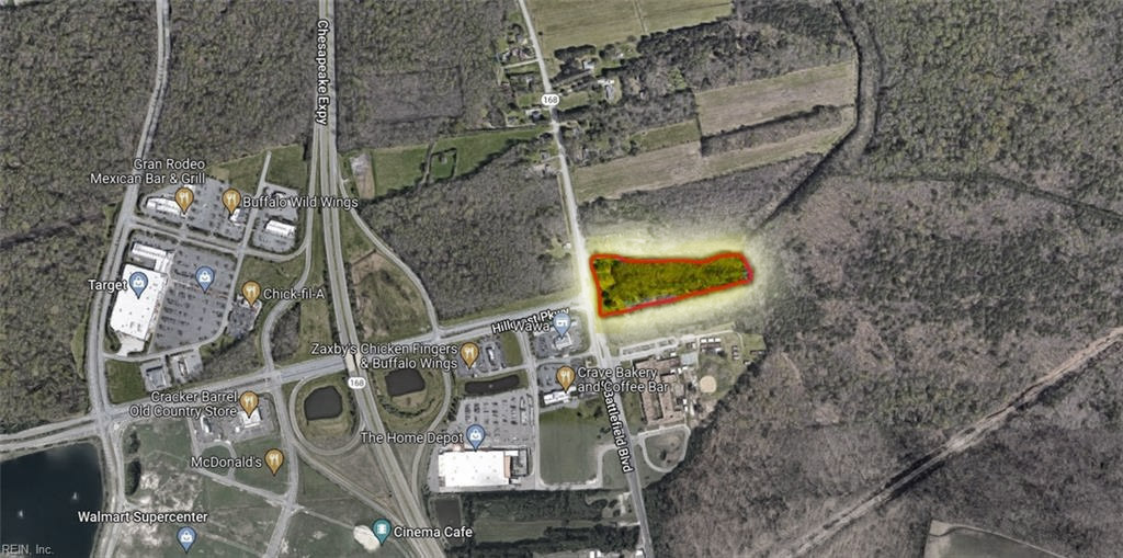 Aerial view of property located at 1821 Battlefield Boulevard, Chesapeake, Virginia 23322