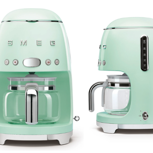 Turquoise coffee machine.