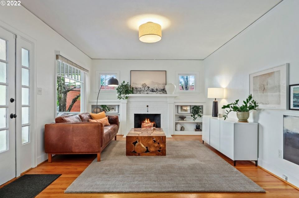 living room with fireplace