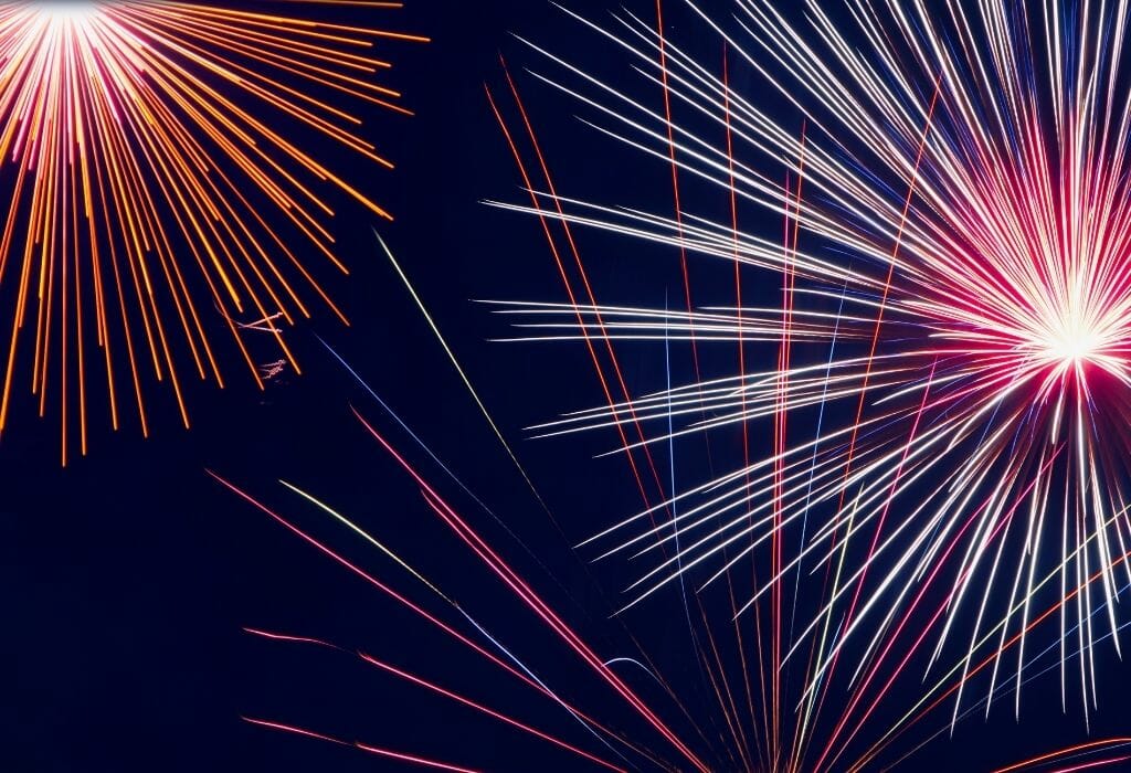 Closeup of firework blooms 