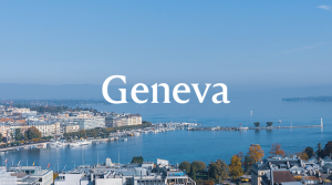 Photo of the coast line of Geneva Lake in Geneva, Switzerland.