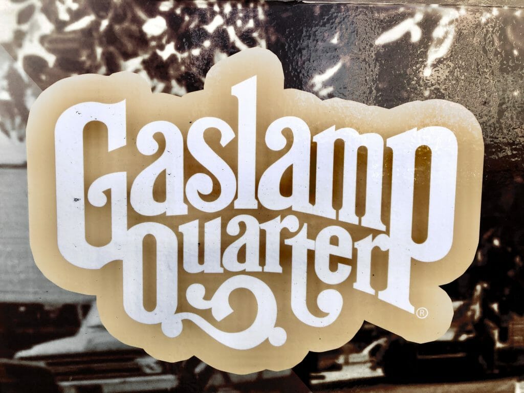 Window sticker with the logo of the Gaslamp Quarter