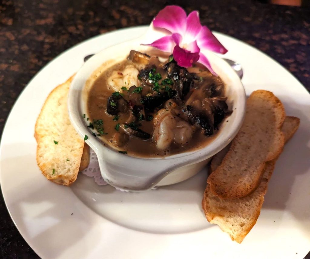 Shrimp & Mushroom Ajillo with toasted bread