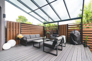 Outdoor lounge area on a terrace