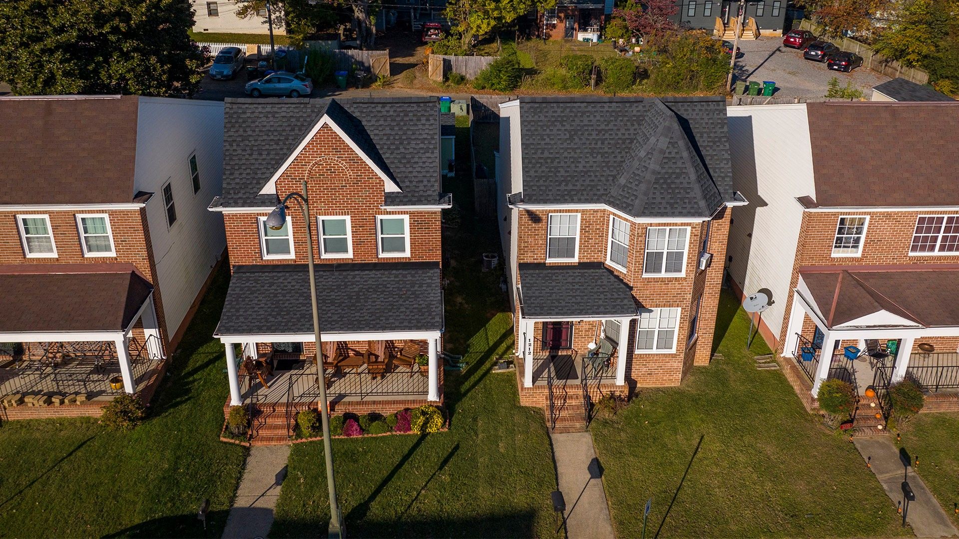 Aerial view of Row Houses in Richmond, Virginia