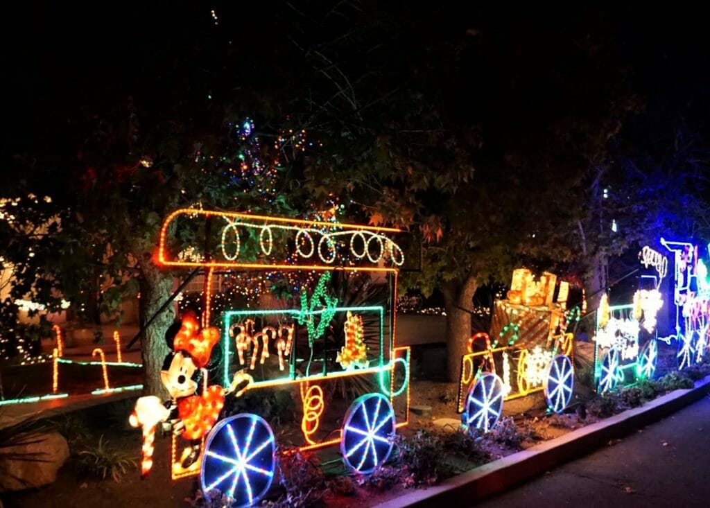 Train-style Christmas Lights display El Cajon