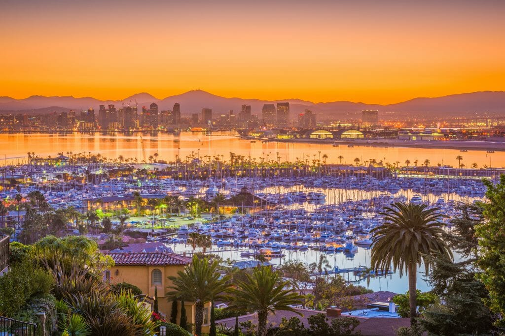 San Diego downtown cityscape from Point Loma.