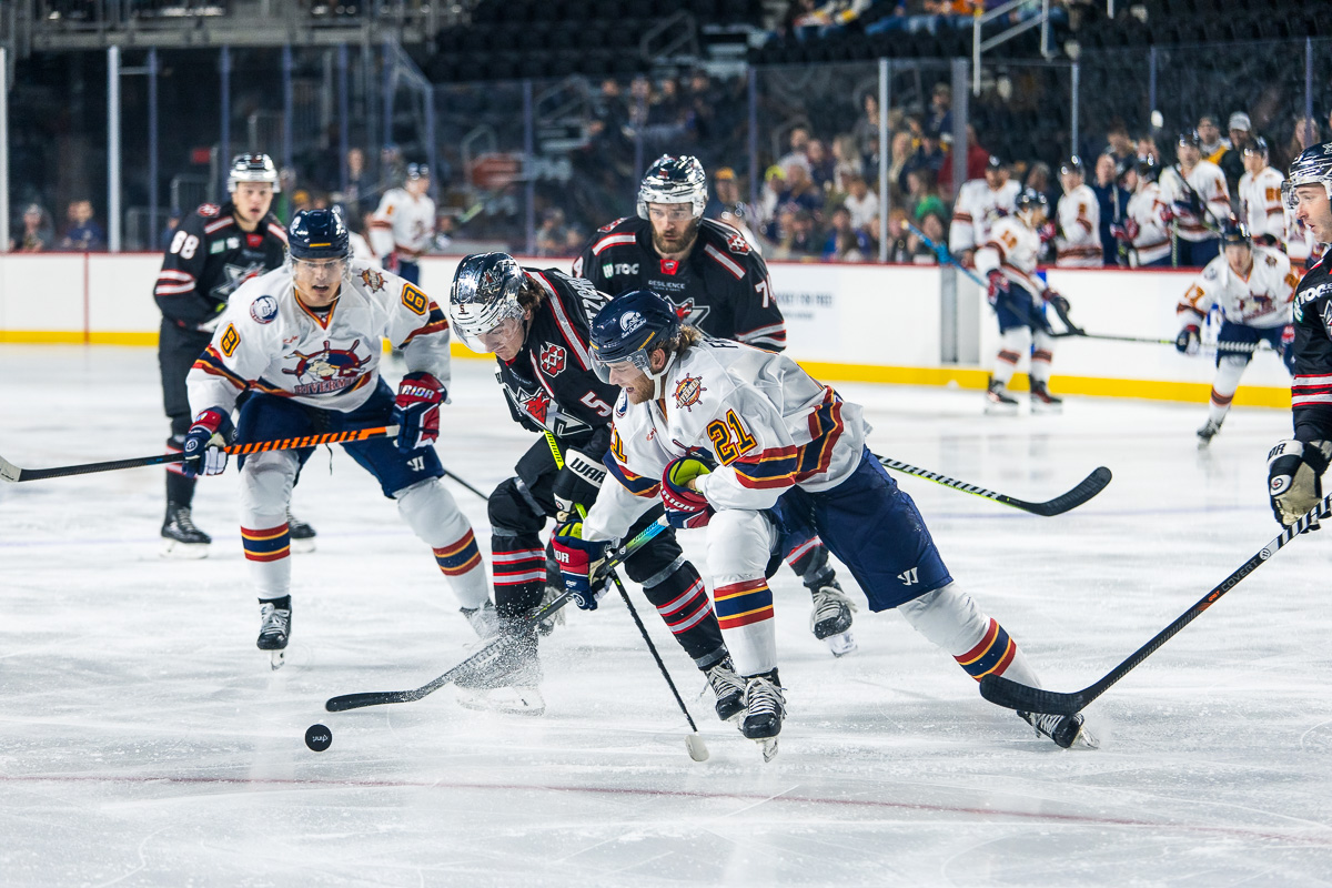 Peoria Rivermen vs. Huntsville Havoc ice hockey at F&M Bank Arena on Oct. 13, 2023. (Wesley Irvin)