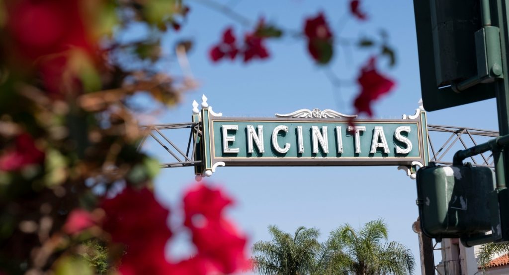 Large Sign saying "Encinitas" over Street