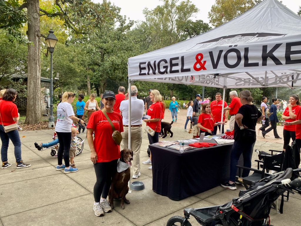 Engel & Völkers fundraising tent set up for 60 minute walk for Special Olympics.