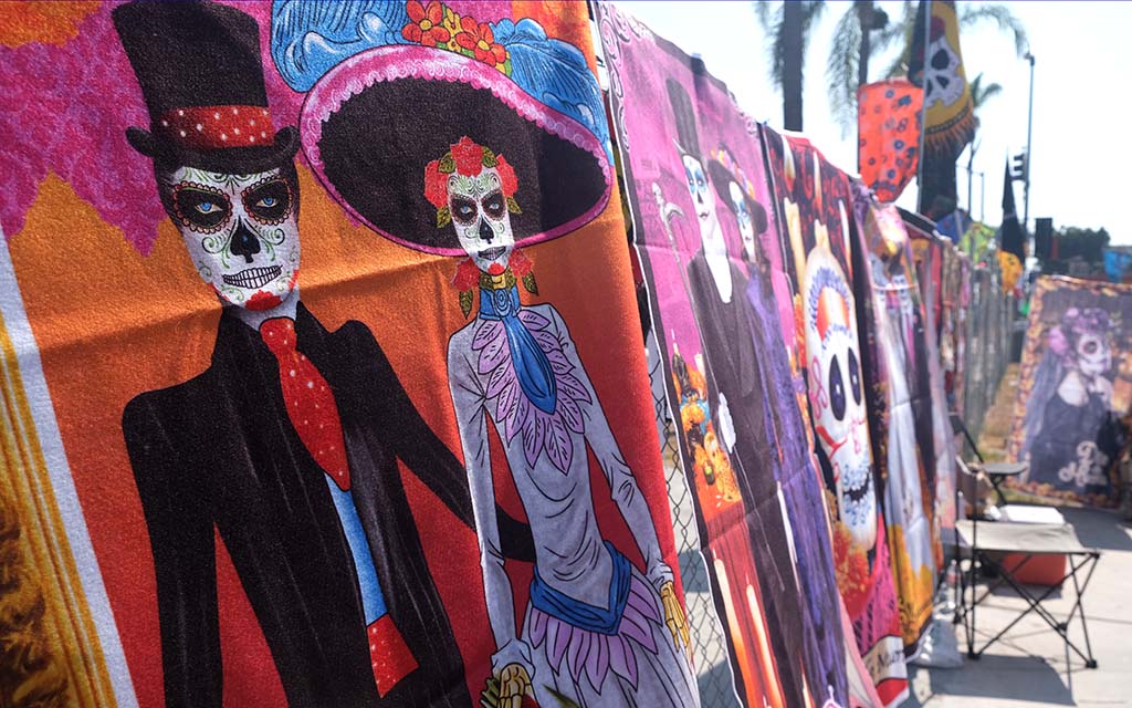 Día de los Muertos decorations were displayed in City Height at a celebration.