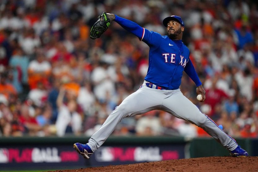 Aroldis Chapman #45 of the Texas Rangers
