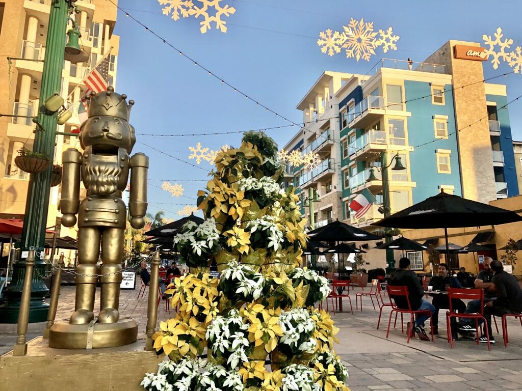 Christmas decoration at the Piazza delle familia in Little Italy San Diego