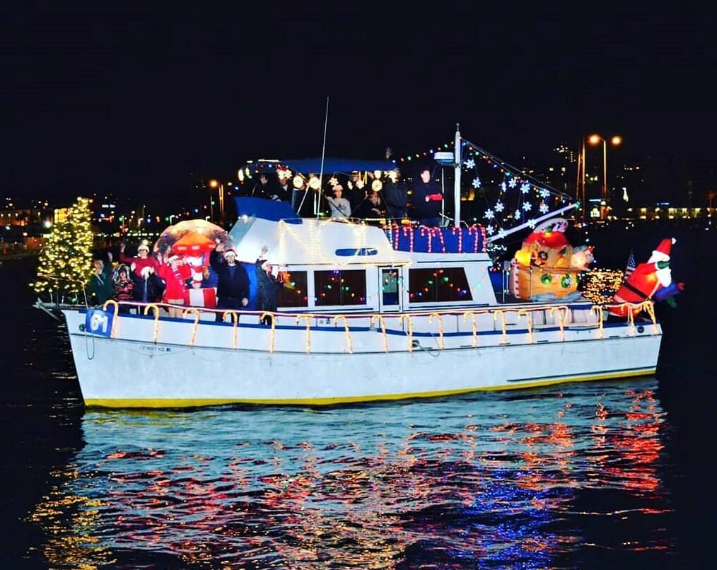 San Diego Bay Parade of Lights Boat with Christmas lights and decoration