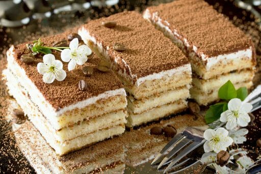 Italian dessert tiramisu. Traditional Italian cuisine, selective focus.