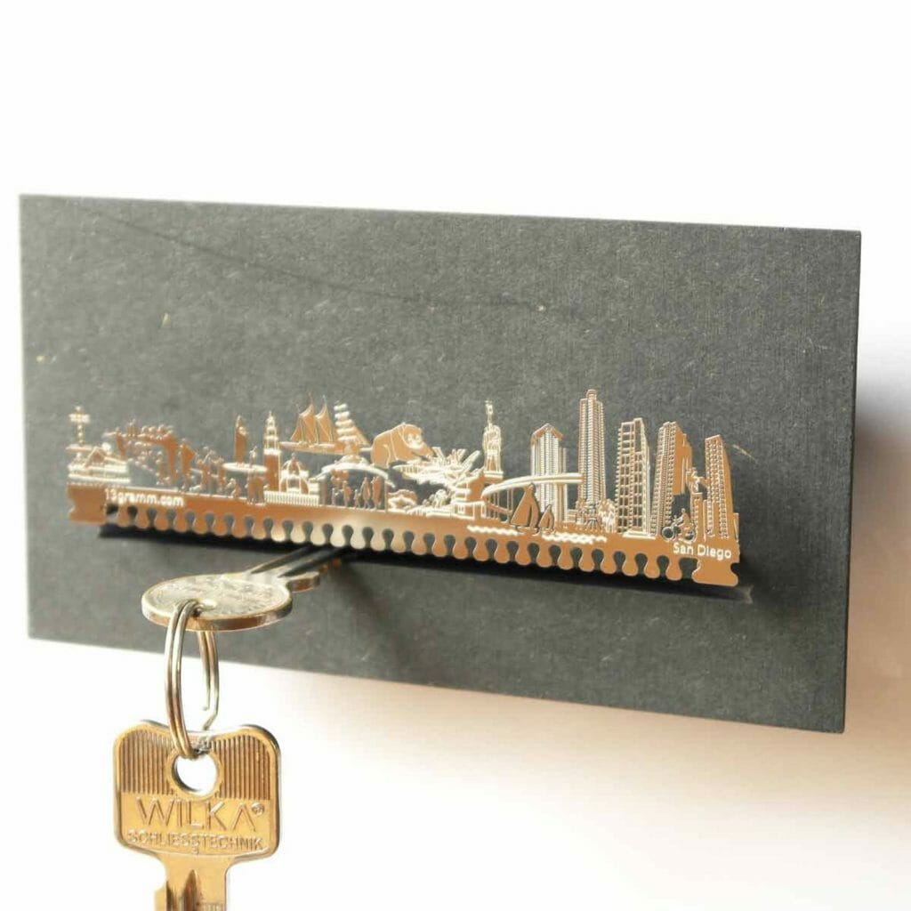 Metal key rack with san diego skyline