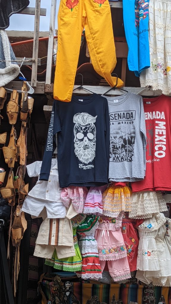 Souvenir shop with tshirts at La Bufadora