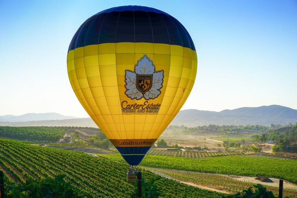 Carter Estate Winery & Resort Hot Air Balloon over Temecula Valley