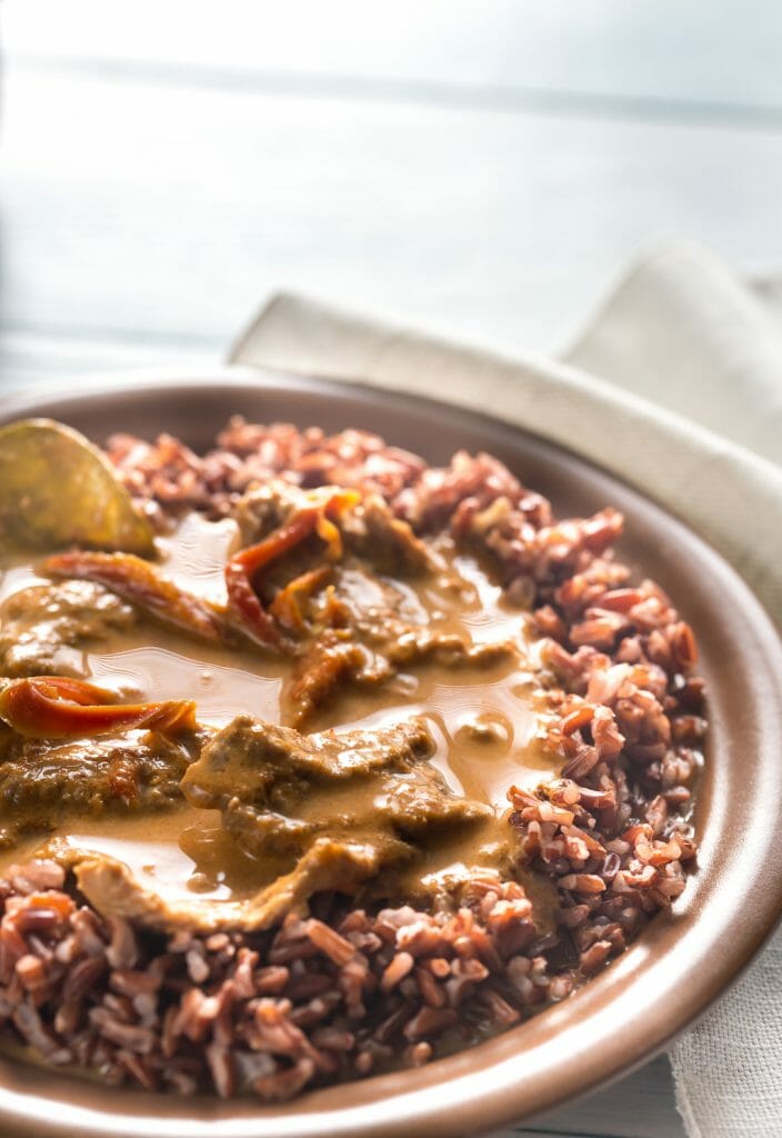 Thai panang curry with red rice