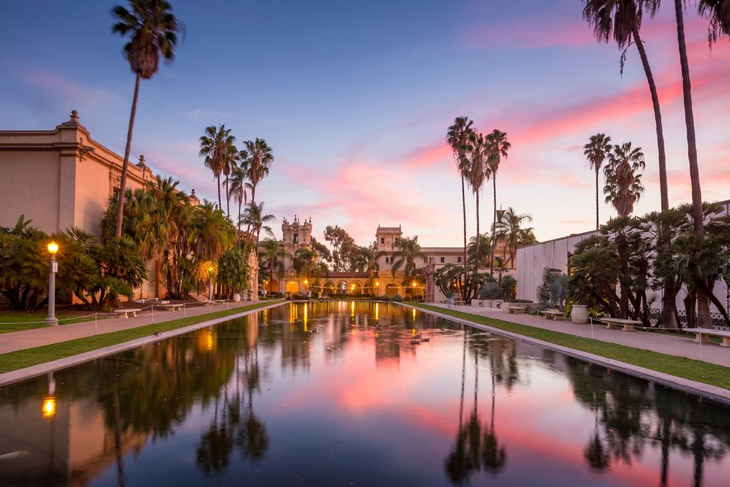 Casa De Balboa at sunset, Balboa Park, San Diego