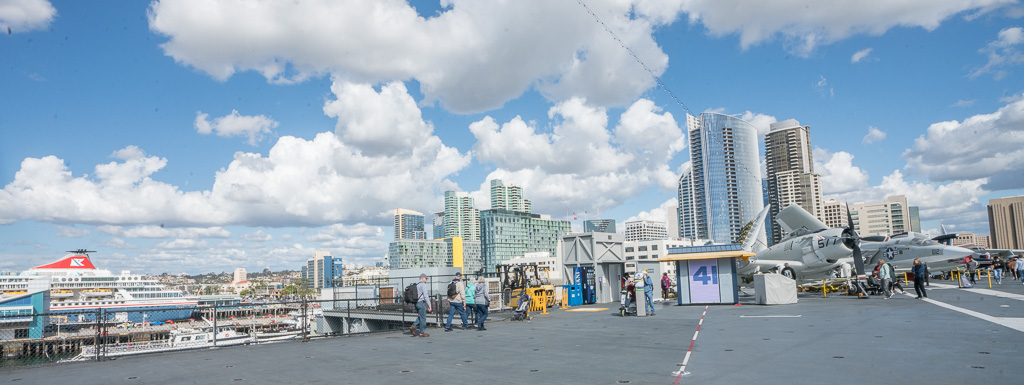 View over Downtown San Diego from the flight deck on the USS Midway