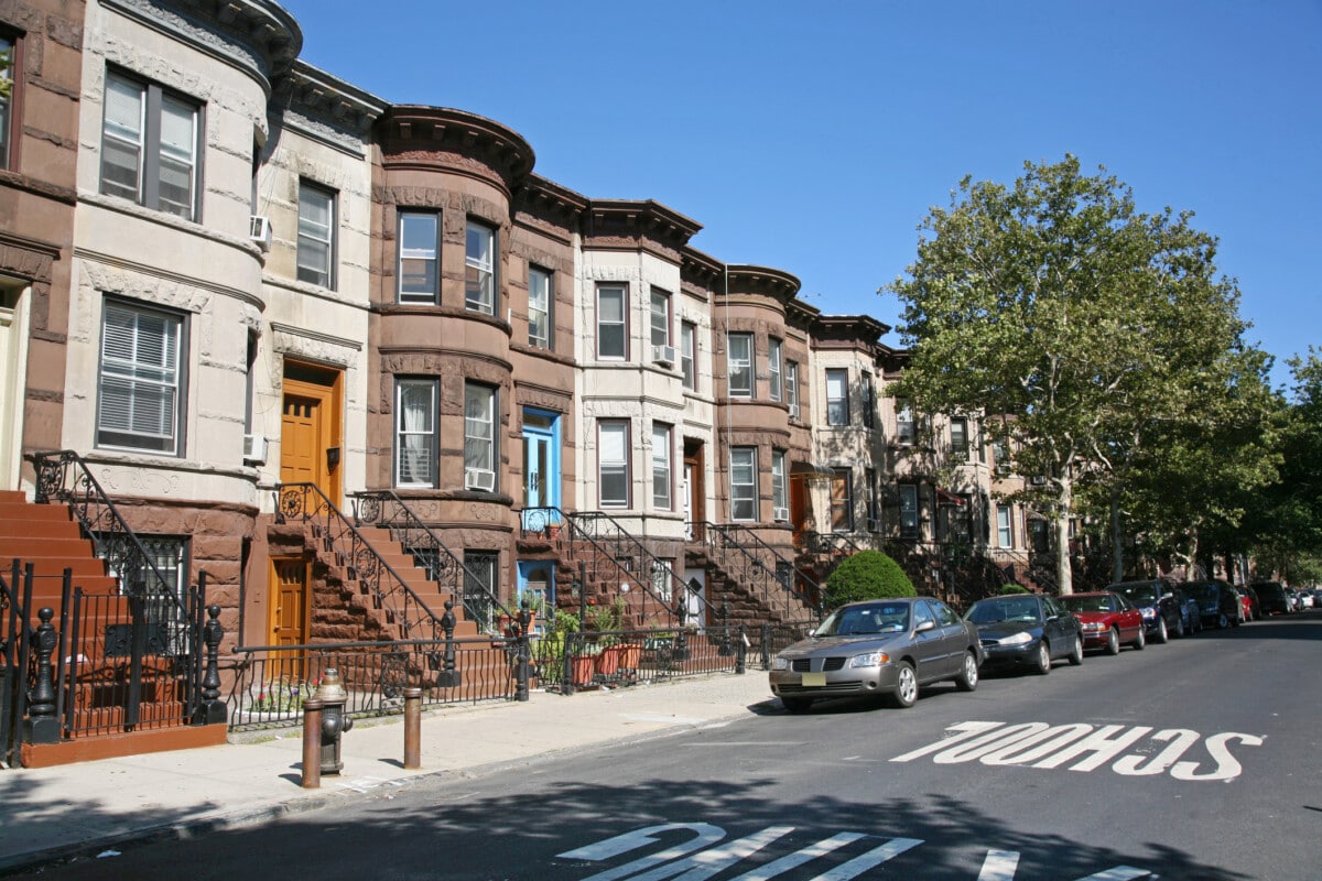 row homes on a street