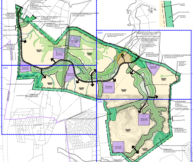 After zoning approval, data center developer pays $33M for 1,200 acres in Hanover 8 tract concept plan 2024
