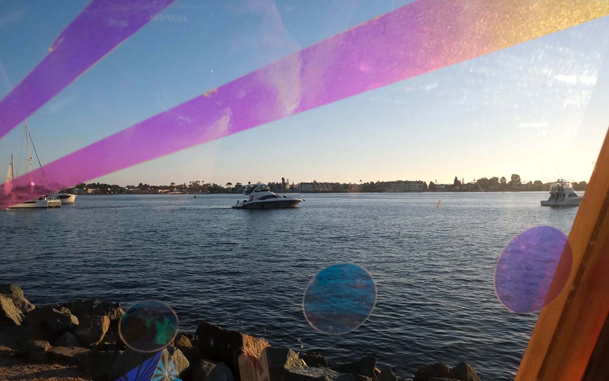 San Diego Bay through art work. Photo by Chris Stone