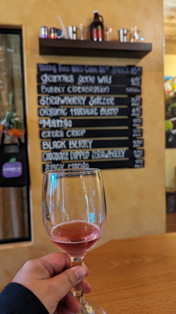 Cider tasting at indigeny reserve cidery in Tuolumne County