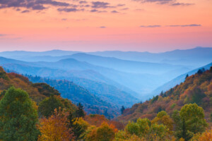 Rolling Mountain Ranges at Sunrise in north carolina