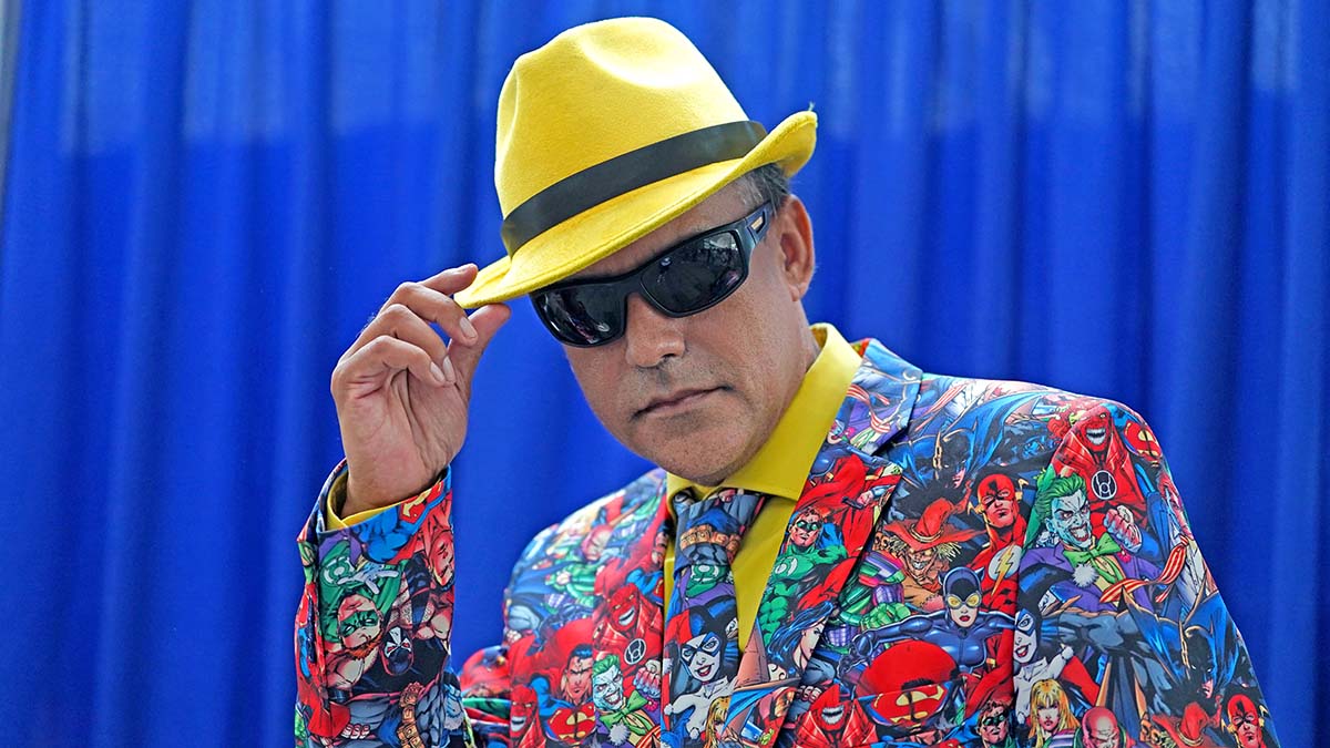 David Perez of Sacramento wearing a DC comic suit. Photo by Chris Stone