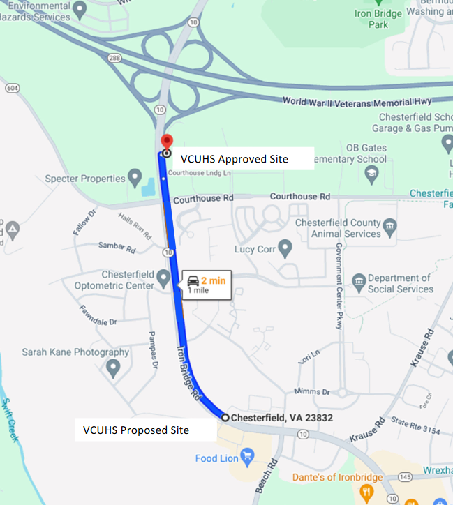 VCU Health looks to relocate Chesterfield facility once eyed as anchor for Courthouse Landing 7 vcu health courthouse landing map