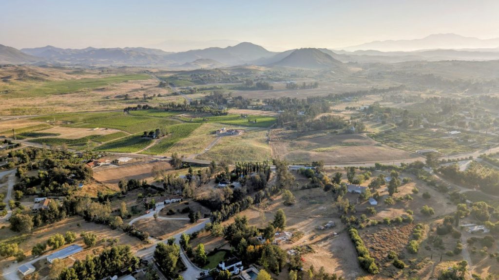 view over Temecula during Hot Air Balloon Temecula Ride at sunrise