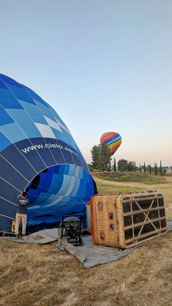 Hot Air Balloon getting ready for takeoff in Temecula