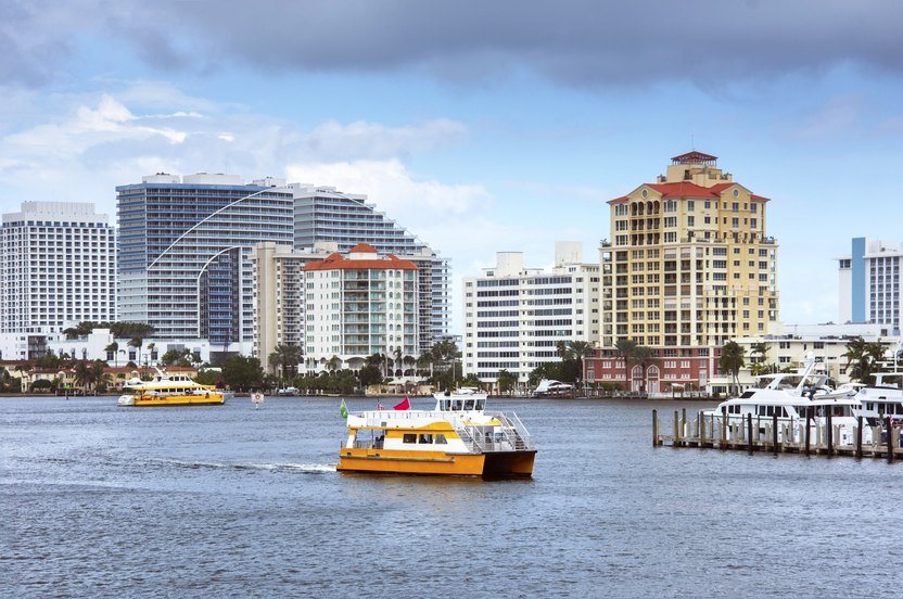 Public water taxis' travel the waterways around Fort Lauderdale, Florida.