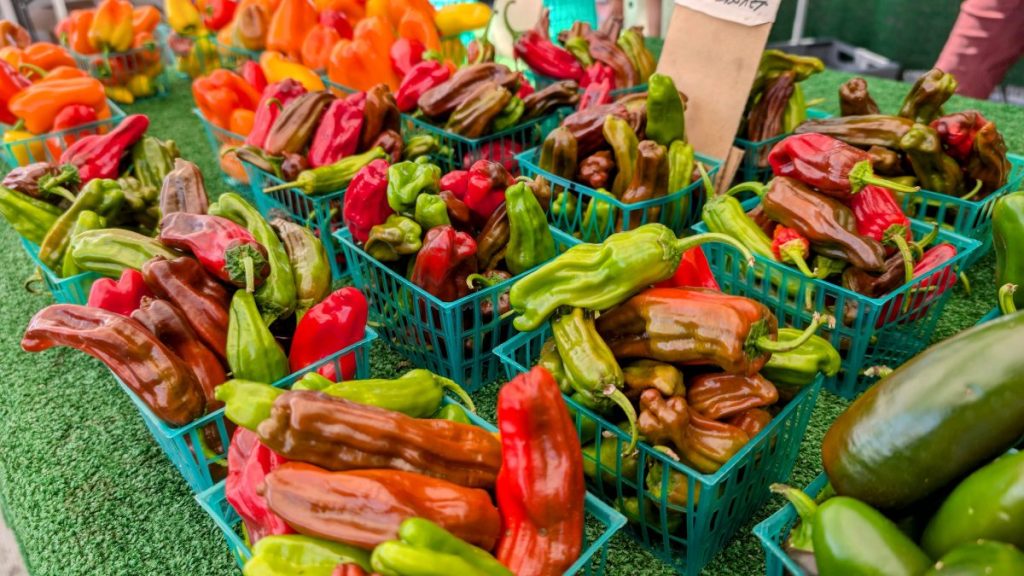 Colorful peppers at Farmers Market in Torrance CA