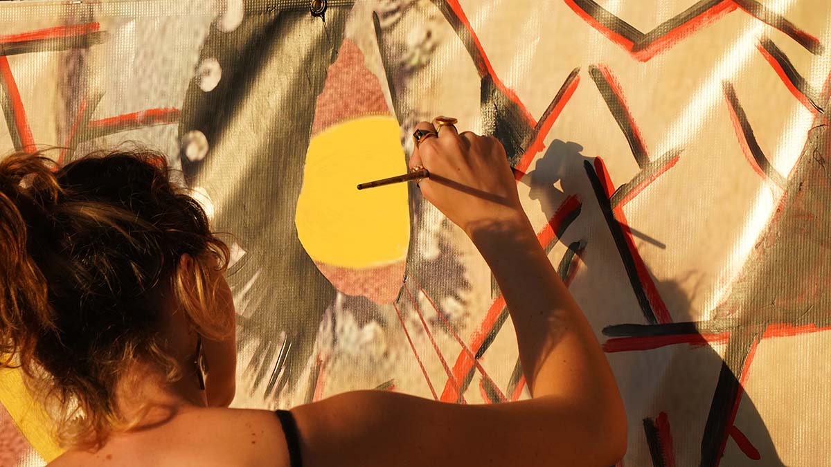Art installations by local artists. Photo by Chris Stone