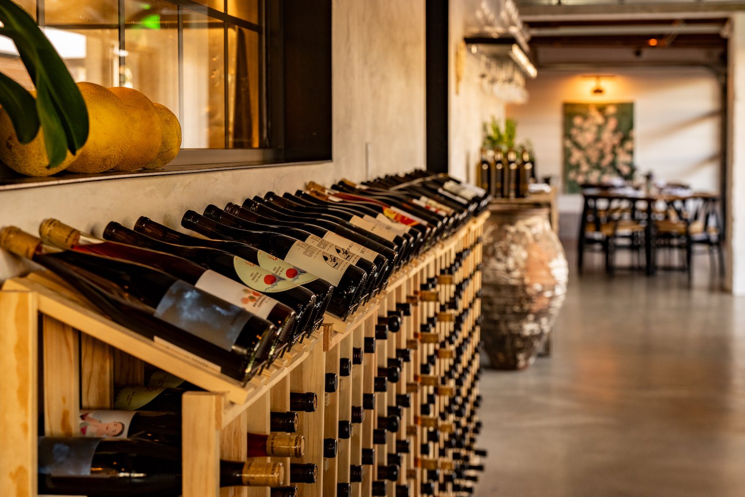 Interior of San Diego restaurant Cellar Hand in Hillcrest featuring an extensive collection of wine