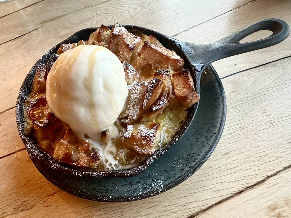 Cast-iron bread pudding